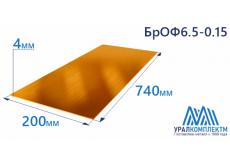 Бронзовая полоса 4x200x740мм БрОФ6.5-0.15