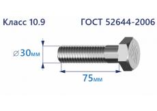 Болт высокопрочный с шестигранной головкой 30х75 к.п.10.9