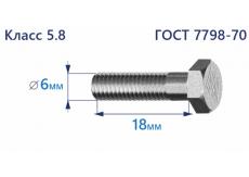 Болт с шестигранной головкой 6х18 к.п.5.8 Zn