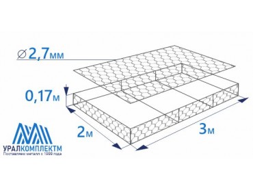 Габион матрасного типа 3х2х0,17-2,7-Ц