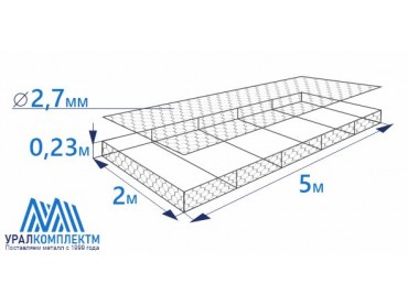 Габион матрасного типа 5х2х0,23-2,7-Ц