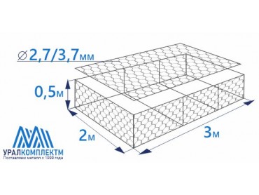 Габион матрасного типа 3х2х0,5-2,7/3,7-ЦП