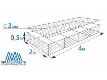 Габион матрасного типа 4х2х0,5-3-Ц