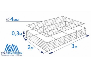 Габион матрасного типа 3х2х0,3-4-Ц