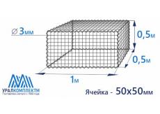 Габион сварной 1х0.5х0.5-3-Ц (50х50)
