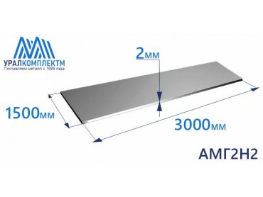 Алюминиевый лист 2х1500х3000 АМГ2Н2 толщина 2 мм продажа со склада в Москве 