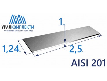 Лист нерж х/к 1 AISI 201 шлиф толщина 1 мм продажа со склада в Москве 