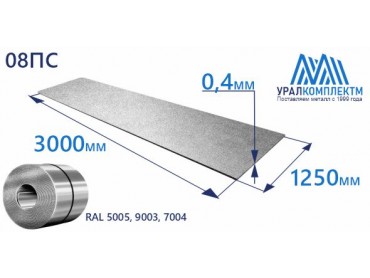 Рулон оцинк 0.4х1250 RAL 5005, 9003, 7004 толщина 0.4 мм продажа со склада в Москве 