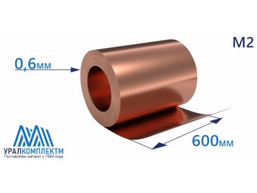 Лента медная кровельная М2р 0.6х600 п/тв толщина 0.6 мм продажа со склада в Москве 
