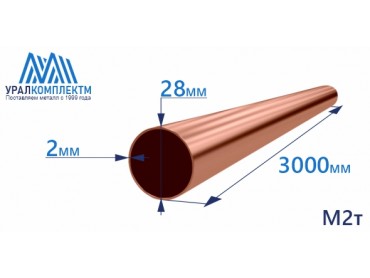Медная труба 28х2х3000 М2т толщина 2 мм продажа со склада в Москве 