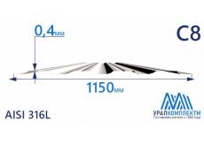 Профнастил нержавеющий С8 0.4 AISI 316L