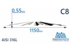 Профнастил нержавеющий С8 0.55 AISI 316L