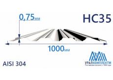 Профнастил нержавеющий НС35 0.75 AISI 304