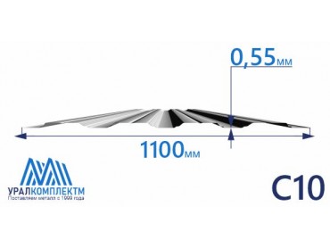 Профнастил С10 оцинкованный 0.55 толщина 0.55 мм продажа со склада в Москве 
