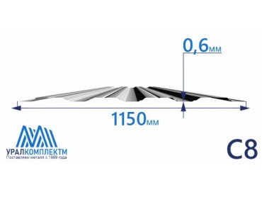 Профнастил С8 оцинкованный 0.6 толщина 0.6 мм продажа со склада в Москве 