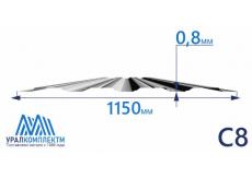 Профнастил С8 оцинкованный 0.8