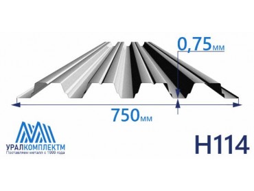 Профнастил Н114 оцинкованный 0.75х750 толщина 0.75 мм продажа со склада в Москве 