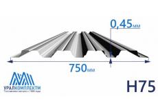 Профнастил Н75 оцинкованный 0.45