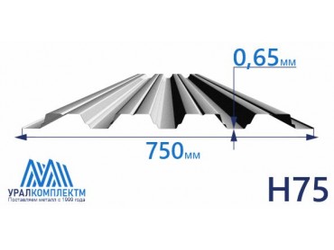 Профнастил Н75 оцинкованный 0.65 толщина 0.65 мм продажа со склада в Москве 