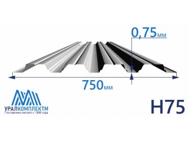 Профнастил Н75 оцинкованный 0.75 толщина 0.75 мм продажа со склада в Москве 