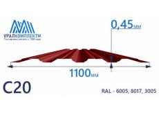 Профнастил С20 окрашенный 0.45