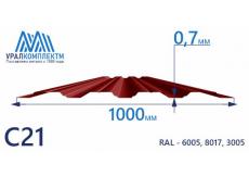 Профнастил С21 окрашенный 0.7