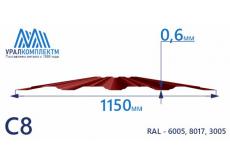 Профнастил С8 окрашенный 0.6