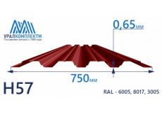 Профнастил Н75 окрашенный 0.65