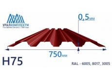 Профнастил Н75 окрашенный 0.5