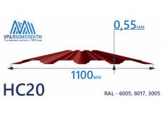 Профнастил НС20 окрашенный 0.55