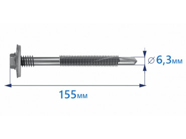 Продажа саморезов 6,3х155 мм оцинкованных для сэндвич-панелей в Москве от ООО УралКомплектМ
