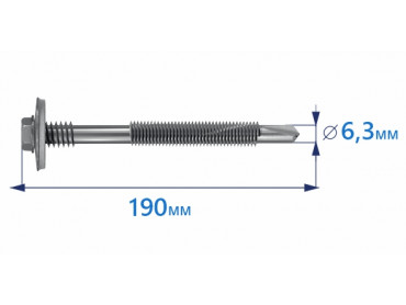 Продажа саморезов 6,3х190 мм оцинкованных для сэндвич-панелей в Москве от ООО УралКомплектМ