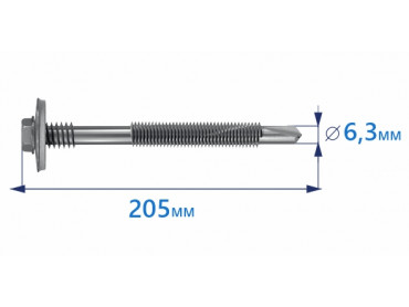 Продажа саморезов 6,3х205 мм оцинкованных для сэндвич-панелей в Москве от ООО УралКомплектМ