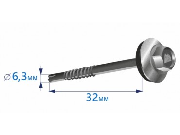 Продажа кровельных саморезов 6,3х32 оцинкованных с удлиненным сверлом в Москве от ООО УралКомплектМ