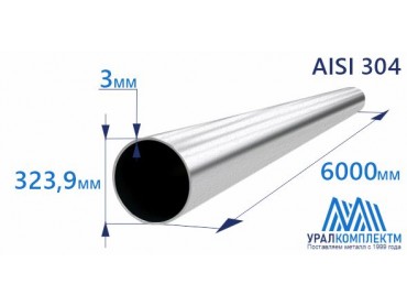 Труба нержавеющая 323.9х3 AISI 304 шлифованная