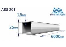 Труба нержавеющая квадратная 25х1.5 AISI 201 шлифованная