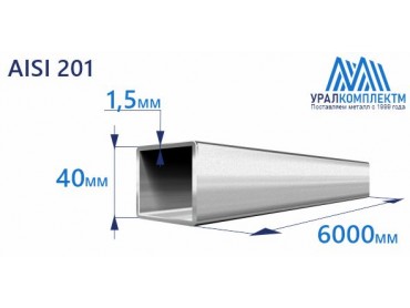 Труба нержавеющая квадратная 40х1.5 AISI 201 шлифованная