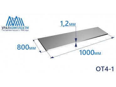 Лист титана ОТ4-1 1.2х800х1000 толщина 1.2 мм продажа со склада в Москве 