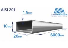 Труба нержавеющая прямоугольная 20х10х1.5 AISI 201 шлифованная