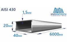Труба нержавеющая прямоугольная 40х20х1.5 AISI 430 шлифованная