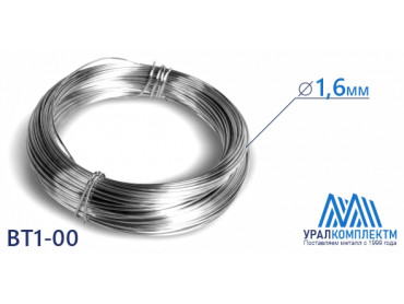 Титановая проволока ВТ1-00 1.6 толщина 1.6 мм продажа со склада в Москве 