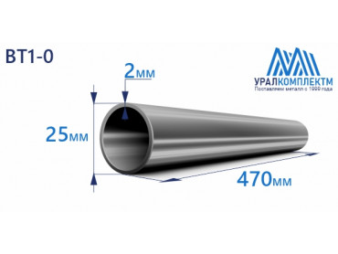Титановая труба ВТ1-0 25х2х470 толщина 2 мм продажа со склада в Москве 