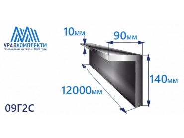 Уголок низколегированный 140х90х10 толщина 10 мм продажа со склада в Москве 